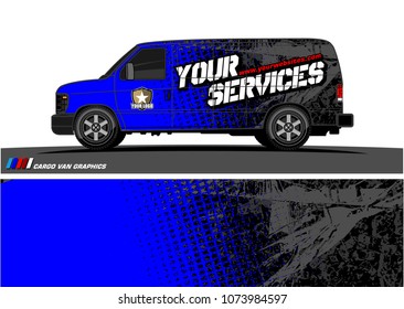 Cargo van graphic vector. grunge background  design for vehicle vinyl wrap and car branding
