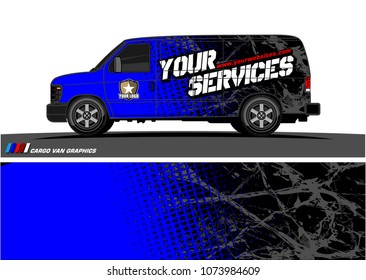Cargo van graphic vector. grunge background  design for vehicle vinyl wrap and car branding
