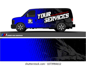 Cargo van graphic vector. grunge background  design for vehicle vinyl wrap and car branding

