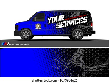 Cargo van graphic vector. grunge background  design for vehicle vinyl wrap and car branding
