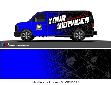 Cargo van graphic vector. grunge background  design for vehicle vinyl wrap and car branding
