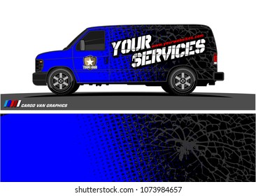 Cargo van graphic vector. grunge background  design for vehicle vinyl wrap and car branding
