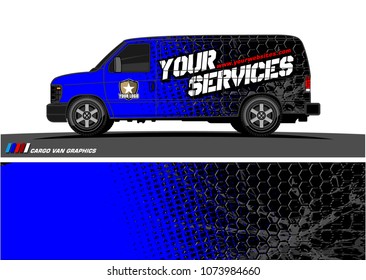 Cargo van graphic vector. grunge background  design for vehicle vinyl wrap and car branding
