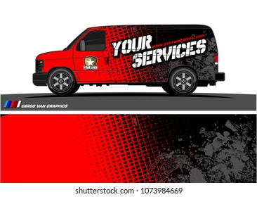 Cargo van graphic vector. grunge background  design for vehicle vinyl wrap and car branding
