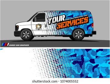 Cargo van graphic vector. modern camouflage with grunge effects design for vehicle vinyl wrap 
