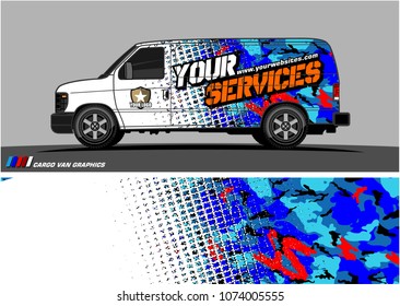 Cargo van graphic vector. modern camouflage with grunge effects design for vehicle vinyl wrap 
