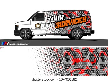 Cargo van graphic vector. modern camouflage with grunge effects design for vehicle vinyl wrap 
