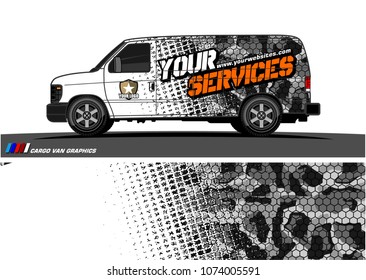 Cargo van graphic vector. modern camouflage with grunge effects design for vehicle vinyl wrap 
