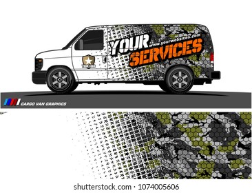 Cargo van graphic vector. modern camouflage with grunge effects design for vehicle vinyl wrap 
