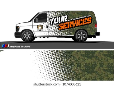 Cargo van graphic vector. modern camouflage with grunge effects design for vehicle vinyl wrap 
