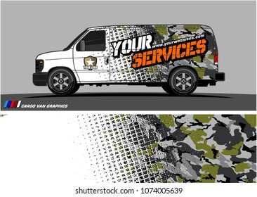 Cargo van graphic vector. modern camouflage with grunge effects design for vehicle vinyl wrap 
