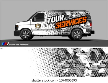 Cargo van graphic vector. modern camouflage with grunge effects design for vehicle vinyl wrap 

