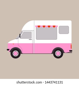 cargo van ice cream,vector illustration, flat style,profile side