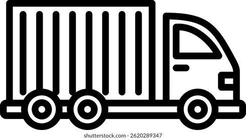 Ilustração do vetor da linha do ícone da carrinha de carga