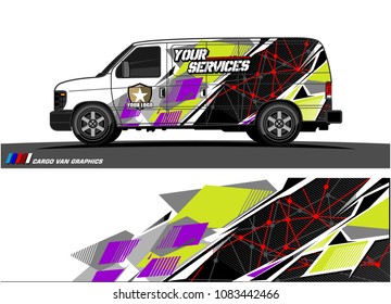 Cargo van Livery graphic vector. abstract racing shape with grunge design for vehicle vinyl wrap 