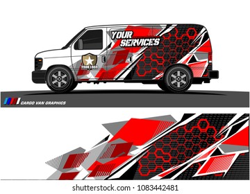 Cargo van Livery graphic vector. abstract racing shape with grunge design for vehicle vinyl wrap 