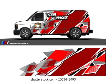 Cargo van Livery graphic vector. abstract racing shape with grunge design for vehicle vinyl wrap 