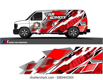 Cargo van Livery graphic vector. abstract racing shape with grunge design for vehicle vinyl wrap 