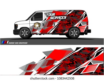 Cargo van Livery graphic vector. abstract racing shape with grunge design for vehicle vinyl wrap 