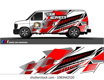 Cargo van Livery graphic vector. abstract racing shape with grunge design for vehicle vinyl wrap 