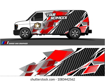 Cargo van Livery graphic vector. abstract racing shape with grunge design for vehicle vinyl wrap 
