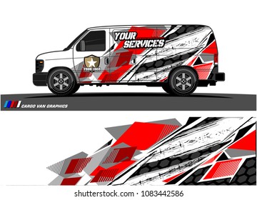 Cargo van Livery graphic vector. abstract racing shape with grunge design for vehicle vinyl wrap 