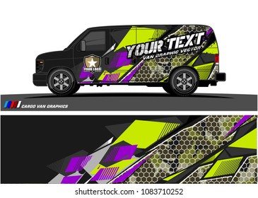 Cargo van Livery graphic vector. abstract racing shape with grunge background design for vehicle vinyl wrap 