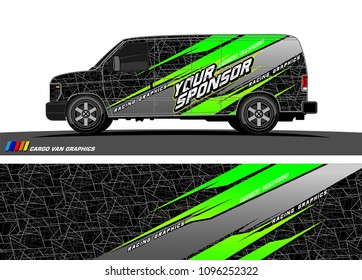 Cargo van Livery graphic vector. abstract racing shape with grunge background design for vehicle vinyl wrap 