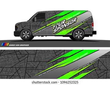Cargo van Livery graphic vector. abstract racing shape with grunge background design for vehicle vinyl wrap 