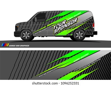 Cargo van Livery graphic vector. abstract racing shape with grunge background design for vehicle vinyl wrap 