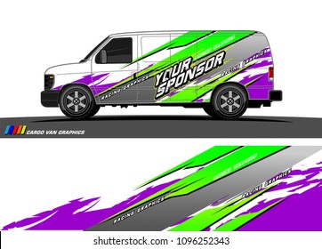 Cargo van Livery graphic vector. abstract racing shape with grunge background design for vehicle vinyl wrap 