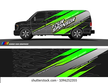 Cargo van Livery graphic vector. abstract racing shape with grunge background design for vehicle vinyl wrap 