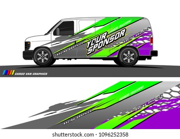Cargo van Livery graphic vector. abstract racing shape with grunge background design for vehicle vinyl wrap 