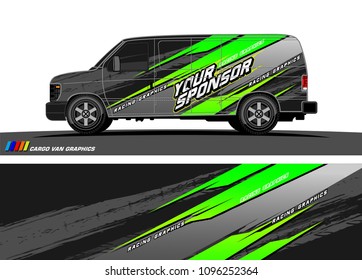 Cargo van Livery graphic vector. abstract racing shape with grunge background design for vehicle vinyl wrap 