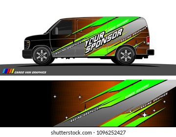 Cargo van Livery graphic vector. abstract racing shape with grunge background design for vehicle vinyl wrap 