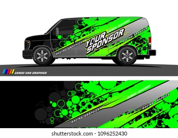 Cargo van Livery graphic vector. abstract racing shape with grunge background design for vehicle vinyl wrap 