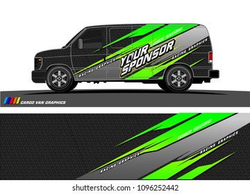 Cargo van Livery graphic vector. abstract racing shape with grunge background design for vehicle vinyl wrap 