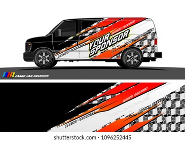Cargo van Livery graphic vector. abstract racing shape with grunge background design for vehicle vinyl wrap 