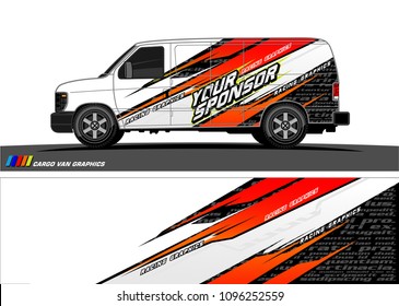 Cargo van Livery graphic vector. abstract racing shape with grunge background design for vehicle vinyl wrap 