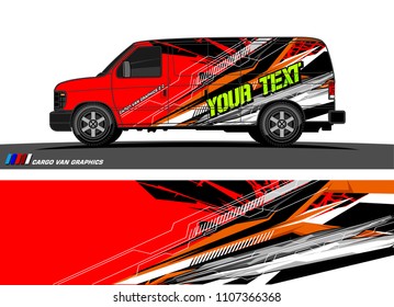 Cargo van Livery graphic vector. abstract racing shape with grunge background design for vehicle vinyl wrap 