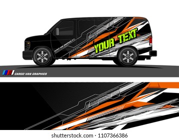 Cargo van Livery graphic vector. abstract racing shape with grunge background design for vehicle vinyl wrap 