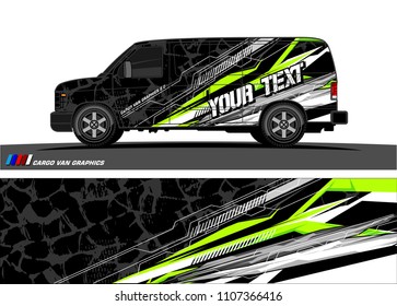 Cargo van Livery graphic vector. abstract racing shape with grunge background design for vehicle vinyl wrap 