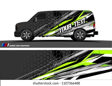 Cargo van Livery graphic vector. abstract racing shape with grunge background design for vehicle vinyl wrap 