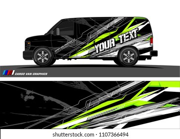 Cargo van Livery graphic vector. abstract racing shape with grunge background design for vehicle vinyl wrap 