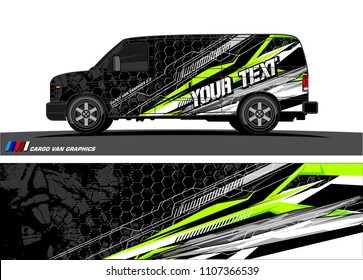 Cargo van Livery graphic vector. abstract racing shape with grunge background design for vehicle vinyl wrap 