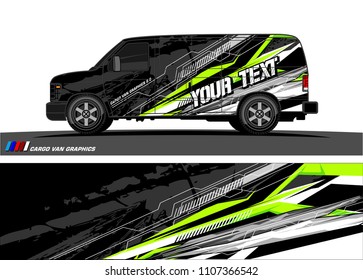 Cargo van Livery graphic vector. abstract racing shape with grunge background design for vehicle vinyl wrap 
