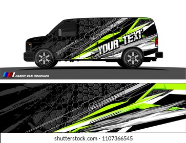 Cargo van Livery graphic vector. abstract racing shape with grunge background design for vehicle vinyl wrap 