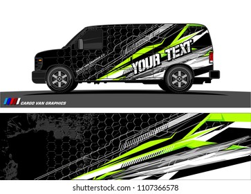 Cargo van Livery graphic vector. abstract racing shape with grunge background design for vehicle vinyl wrap 