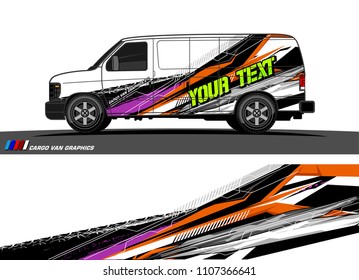 Cargo van Livery graphic vector. abstract racing shape with grunge background design for vehicle vinyl wrap 