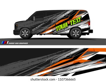 Cargo van Livery graphic vector. abstract racing shape with grunge background design for vehicle vinyl wrap 